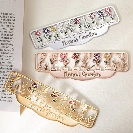 Personalised Birth Flower Garden Stainless Steel Bookmark
