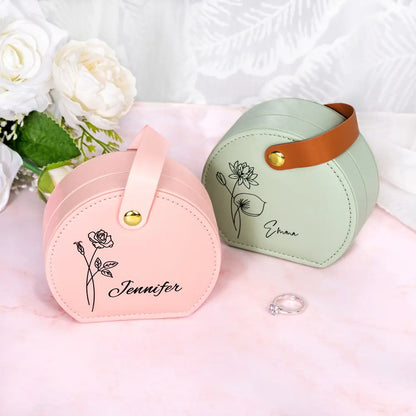 Birth Flower Jewellery Box Mini Carry Case