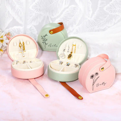 Birth Flower Jewellery Box Mini Carry Case