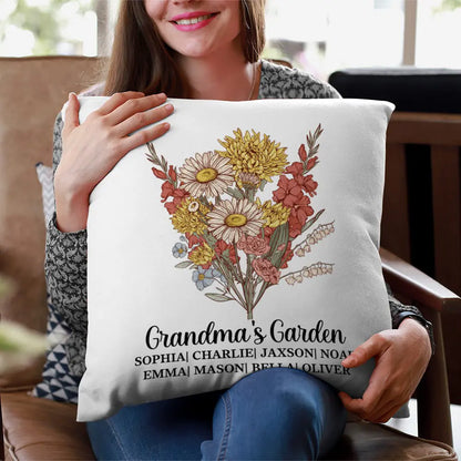 Personalised Birth Flower Bouquet Pillow Cover Case