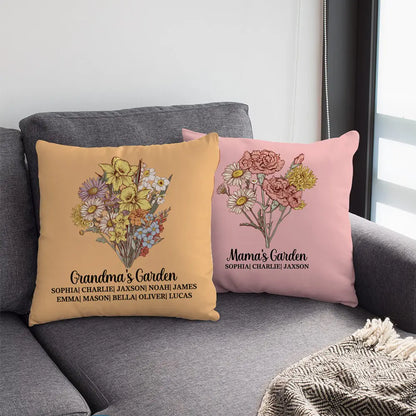 Personalised Birth Flower Bouquet Pillow Cover Case