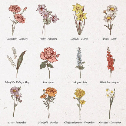 Personalised Birth Flower Bouquet Pillow Cover Case