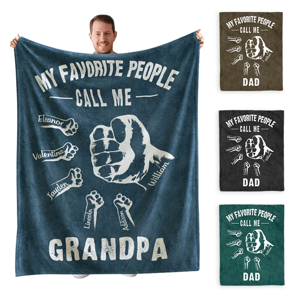 Personalised Dad & Grandpa Fist Pump Blanket