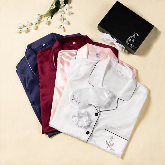 Personalised Birth Flower Satin Sleep Gift Set