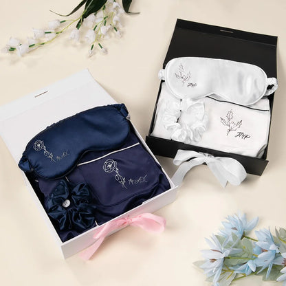 Personalised Birth Flower Satin Sleep Gift Set