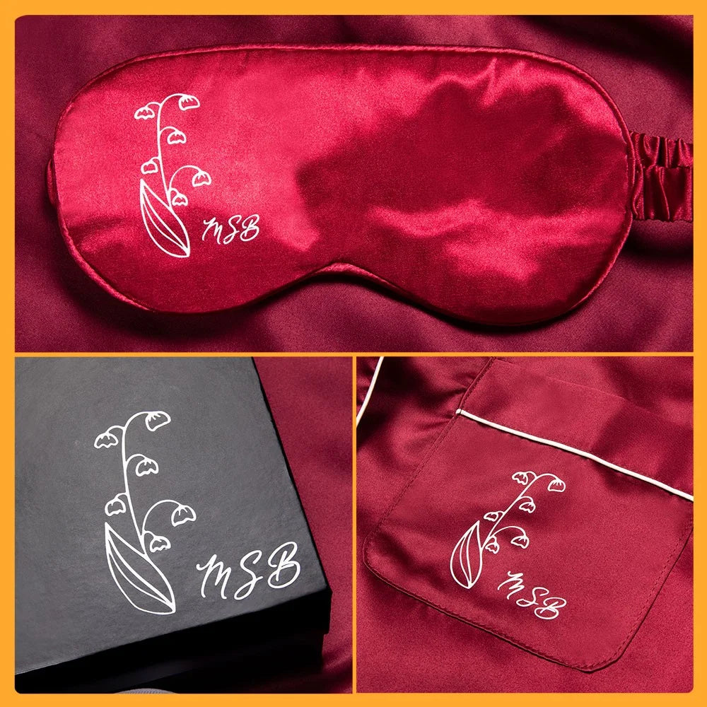 Personalised Birth Flower Satin Sleep Gift Set