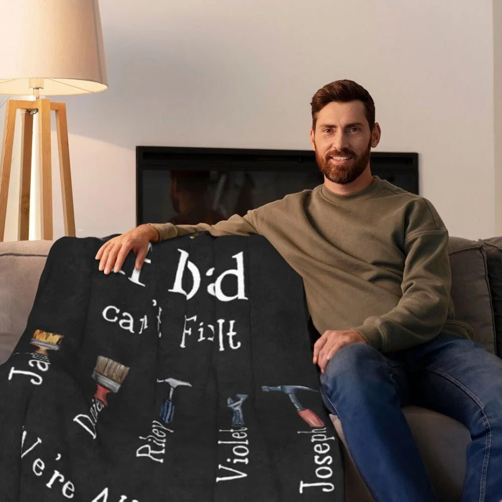 Personalised Dad or Grandpa's Repair Tool Flannel Fleece or Sherpa Blanket