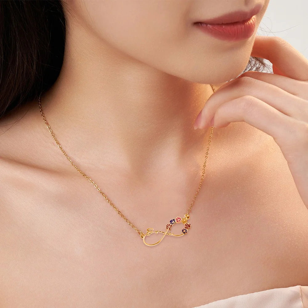 Infinity Birth Flower Personalised Necklace