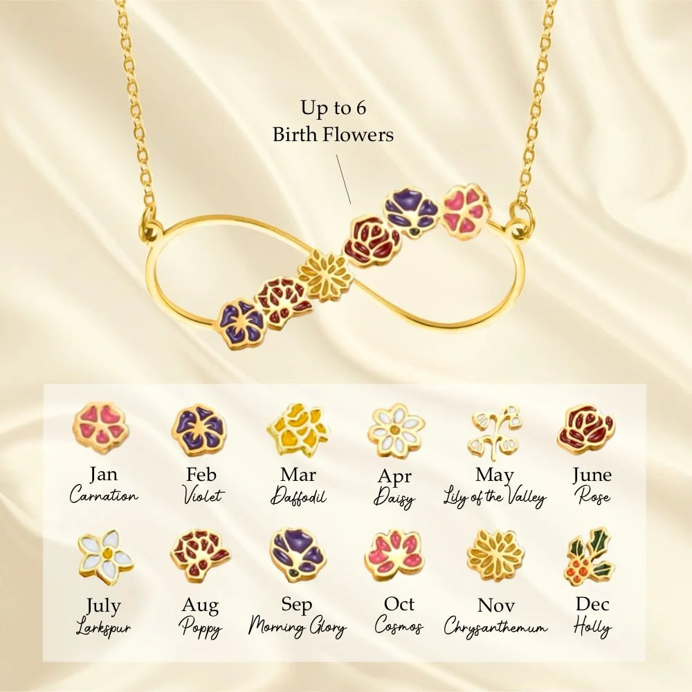Infinity Birth Flower Personalised Necklace