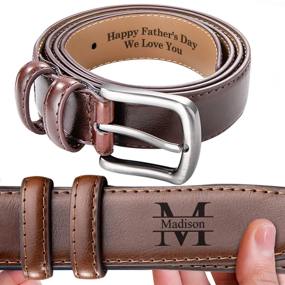 The Signature Father's Day Gift Pack | Personalised Leather Wallet & Belt Gift Set