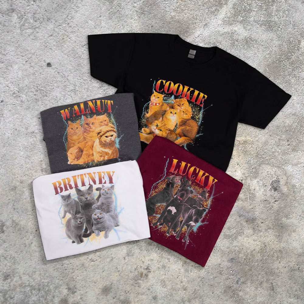 Personalised Pet Portrait T-Shirt | Custom Photo & Name Graphic Tee