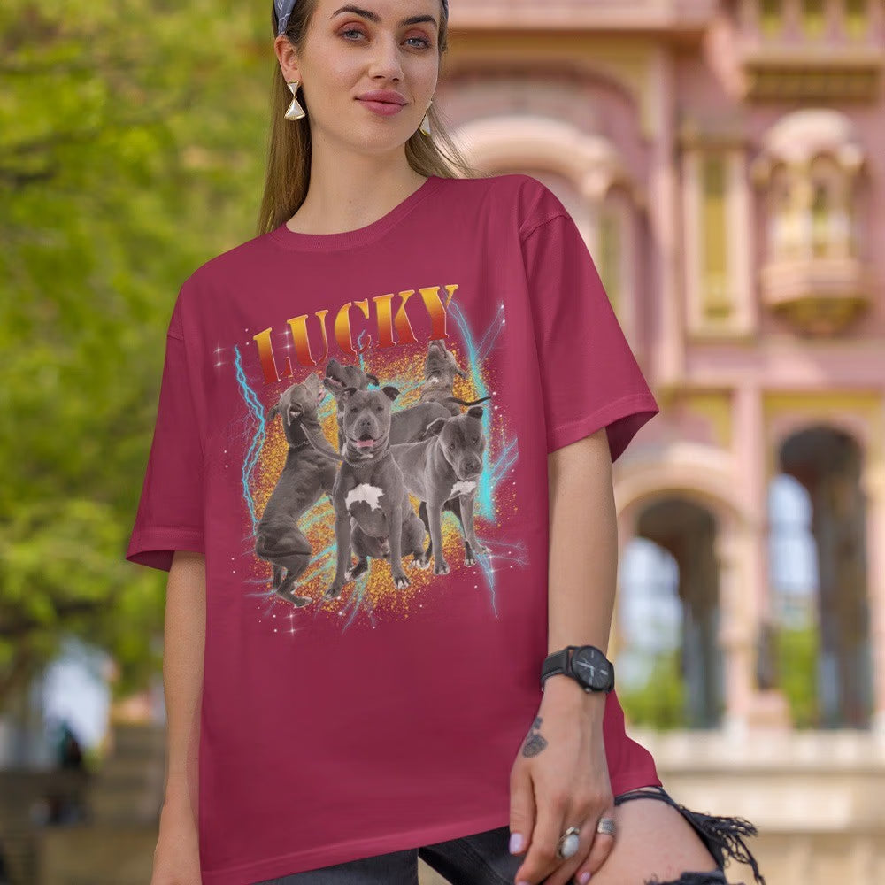 Personalised Pet Portrait T-Shirt | Custom Photo & Name Graphic Tee