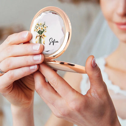 Personalised Birth Flower Pocket Compact Mirror