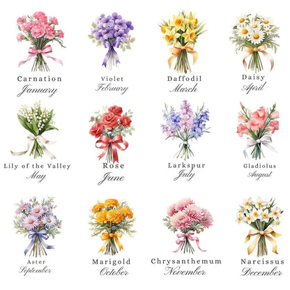 Personalised Birth Flower Pocket Compact Mirror