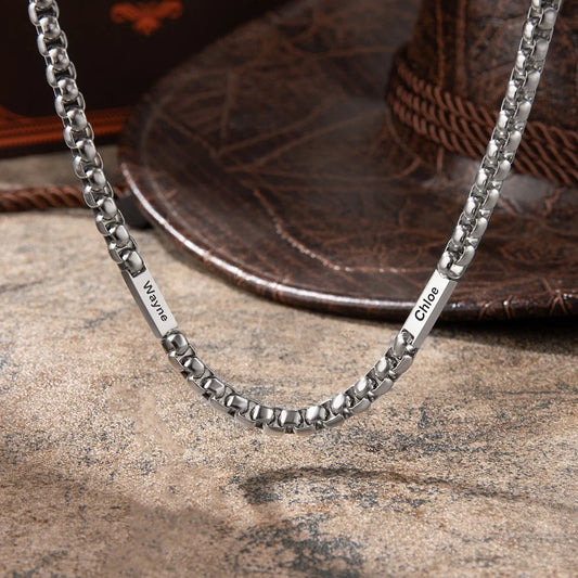 Personalised Men's Two Name Cuban Link Necklace