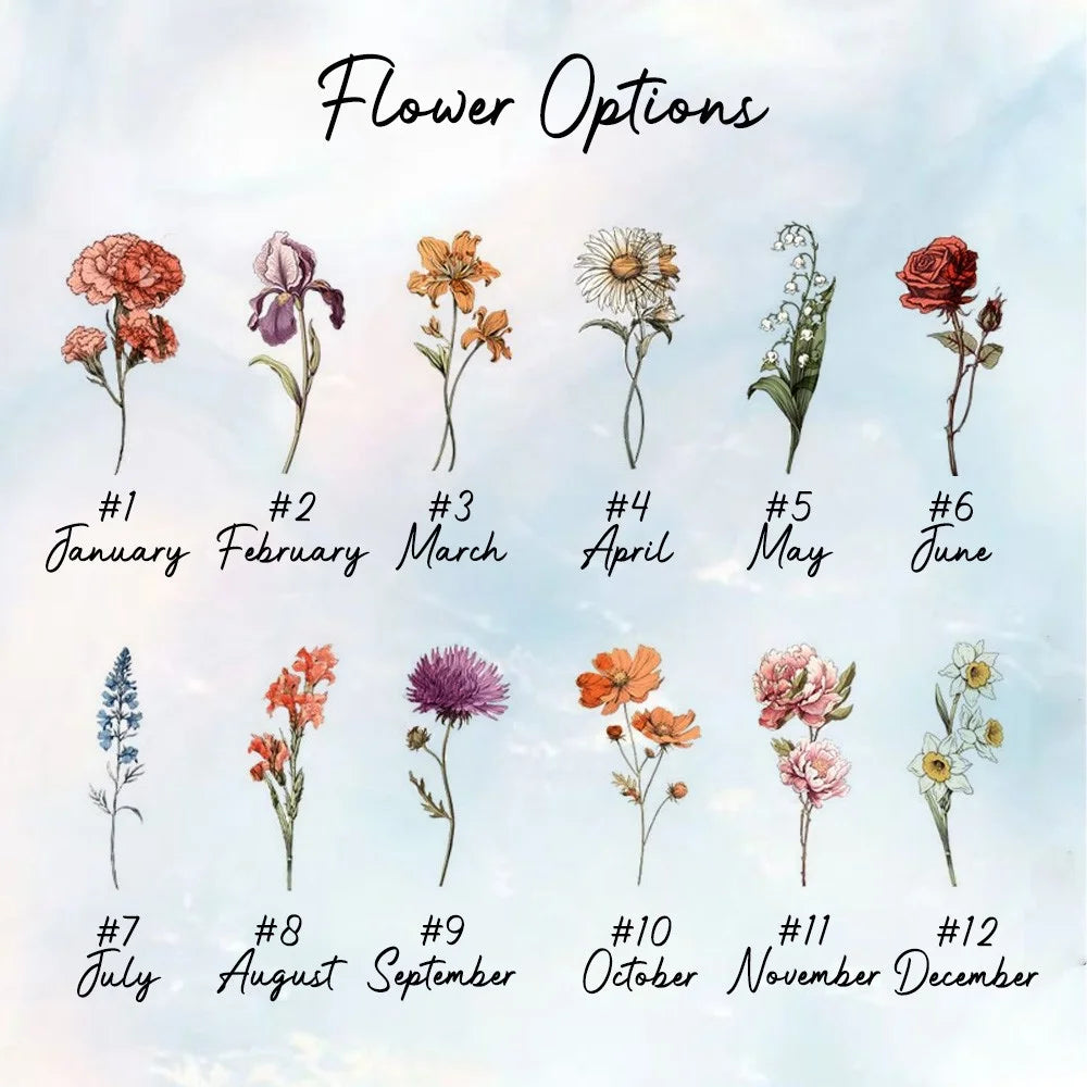 Floral Birth Flower Personalised Name Night Light Lamp