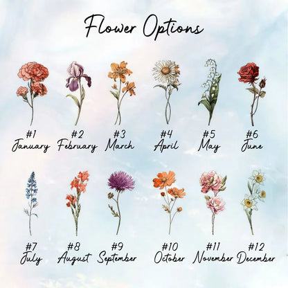 Floral Birth Flower Personalised Name Night Light Lamp