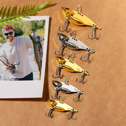 Personalised 2 Pcs Bionic Fish Shape Metal Fishing Lures Wooden Box Set