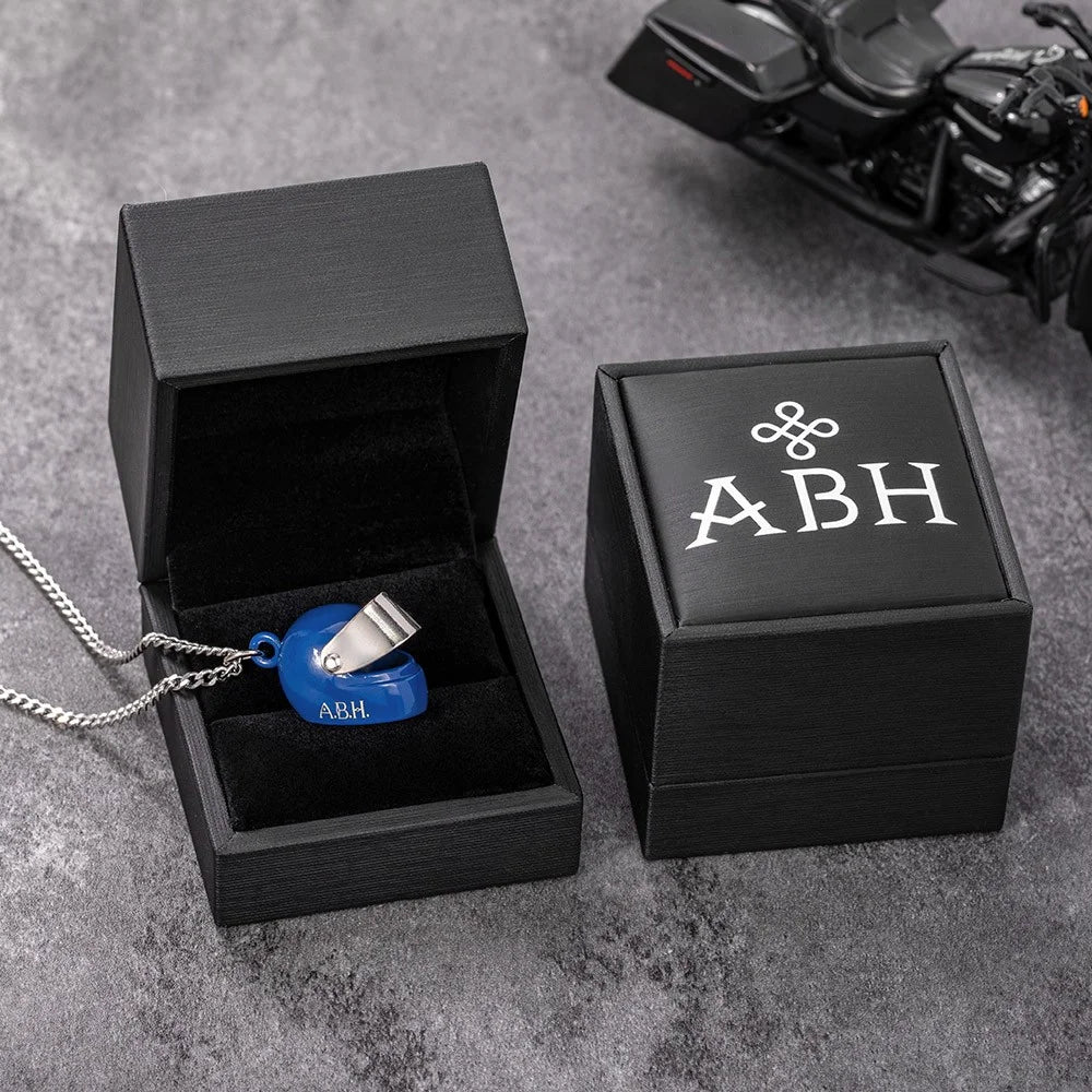 Mini Motorcycle Helmet Personalised Necklace with Custom Gift Box