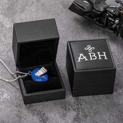 Mini Motorcycle Helmet Personalised Necklace with Custom Gift Box