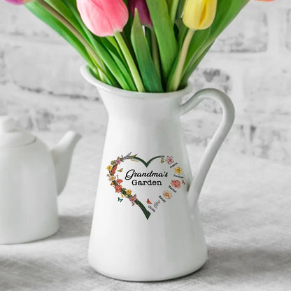 Personalised Birth Flower Ceramic Garden Vase or Pitcher
