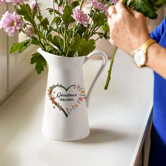 Personalised Birth Flower Ceramic Garden Vase or Pitcher