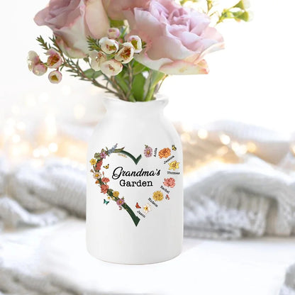 Personalised Birth Flower Ceramic Garden Vase or Pitcher