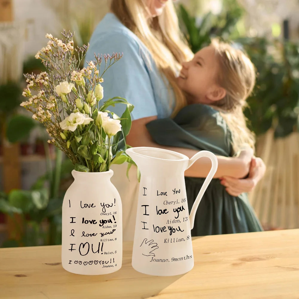 Personalised Handwriting or Children's Drawing Ceramic Garden Vase or Pitcher