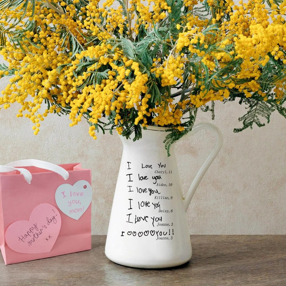 Personalised Handwriting or Children's Drawing Ceramic Garden Vase or Pitcher
