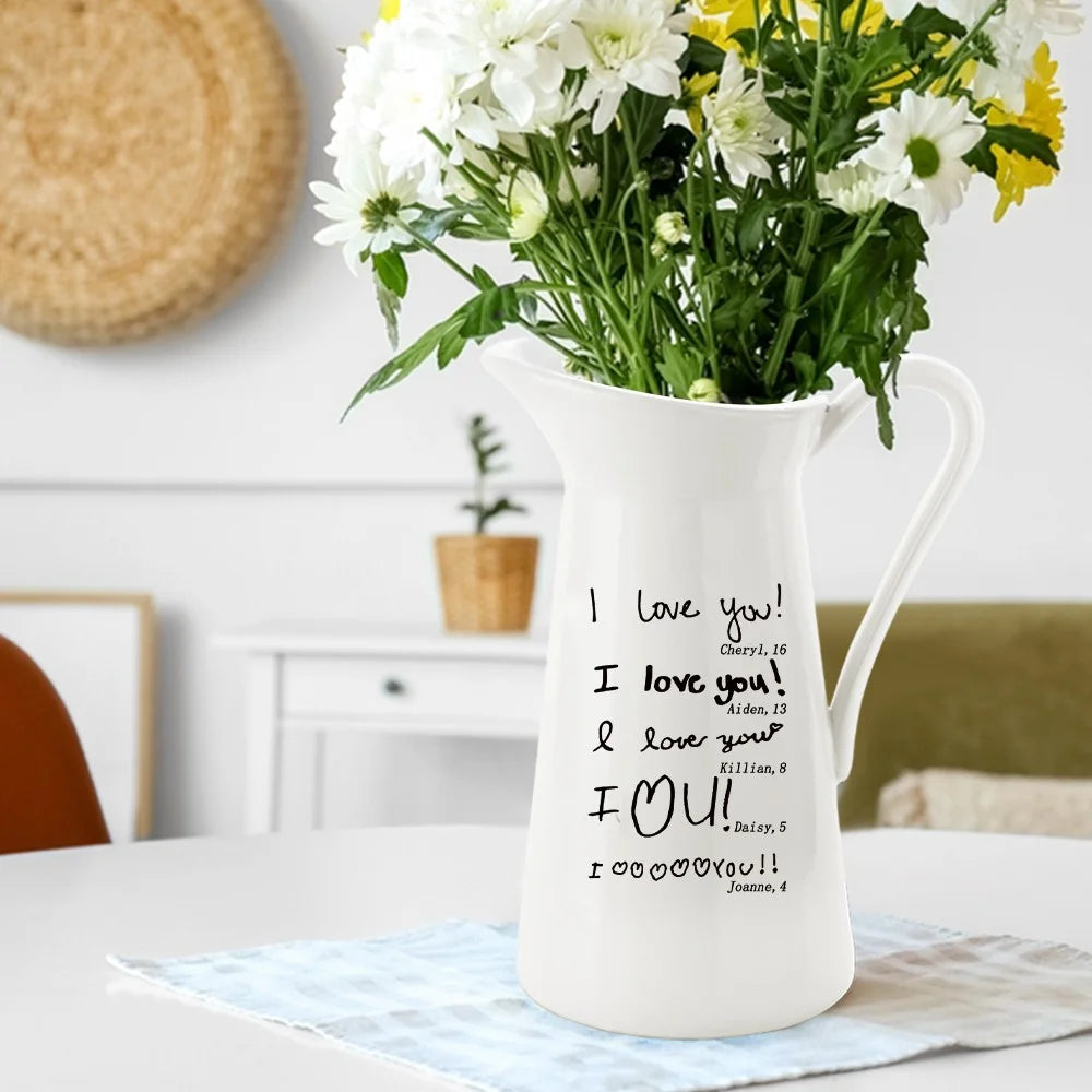 Personalised Handwriting or Children's Drawing Ceramic Garden Vase or Pitcher