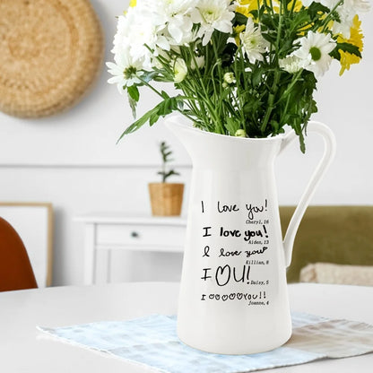 Personalised Handwriting or Children's Drawing Ceramic Garden Vase or Pitcher