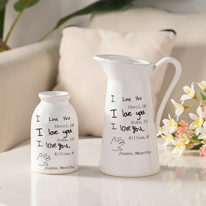 Personalised Handwriting or Children's Drawing Ceramic Garden Vase or Pitcher