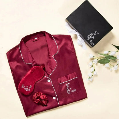 Personalised Birth Flower Satin Sleep Gift Set