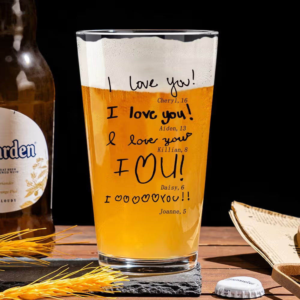Personalised Child’s Handwritten Beer Glass