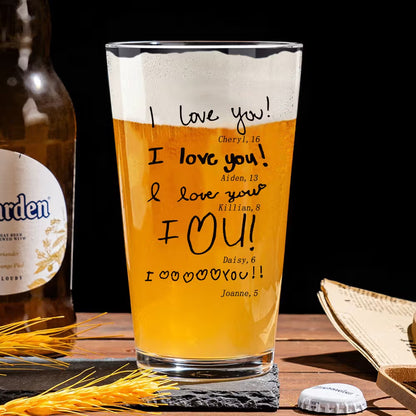 Personalised Child’s Handwritten Beer Glass