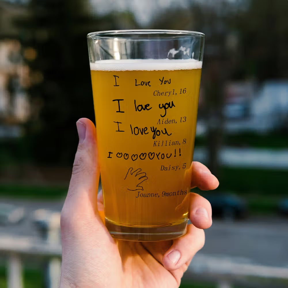 Personalised Child’s Handwritten Beer Glass