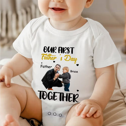 Personalised Photo First Father’s Day Matching T-Shirt & Baby Onesie Set | Custom Photo Gift for Dad