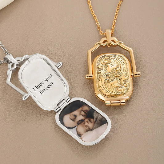 Personalised Antique Victorian Photo Box Locket Necklace