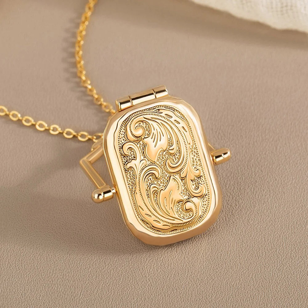 Personalised Antique Victorian Photo Box Locket Necklace