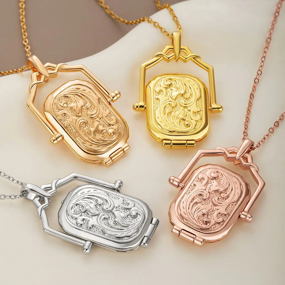 Personalised Antique Victorian Photo Box Locket Necklace