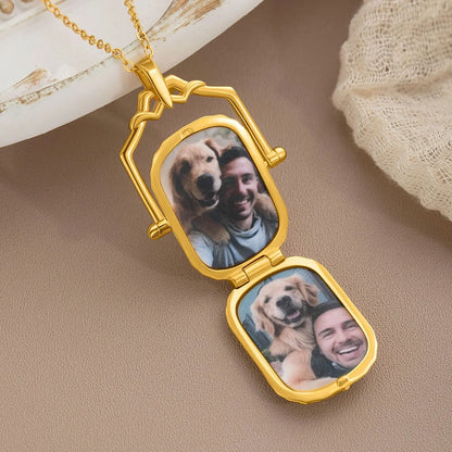 Personalised Antique Victorian Photo Box Locket Necklace