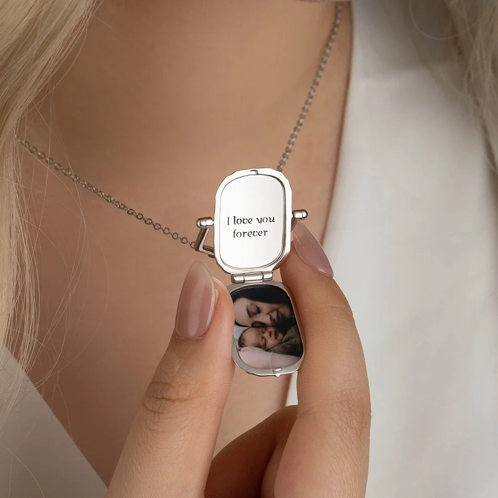 Personalised Antique Victorian Photo Box Locket Necklace
