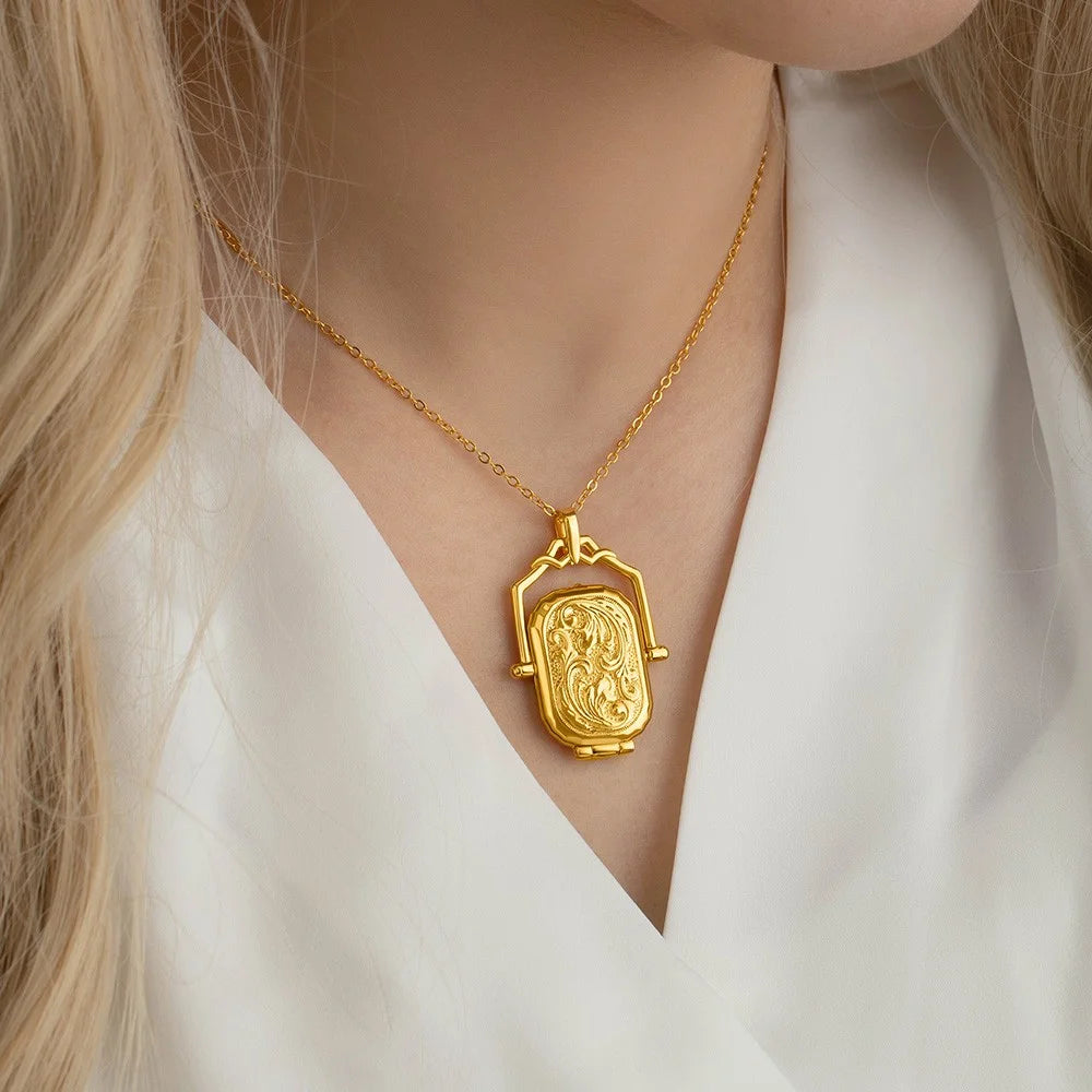 Personalised Antique Victorian Photo Box Locket Necklace
