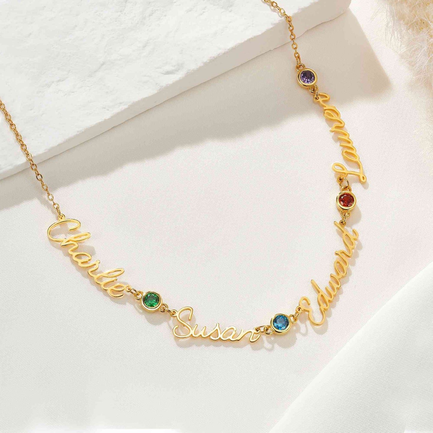 Personalised Names & Birthstones Necklace