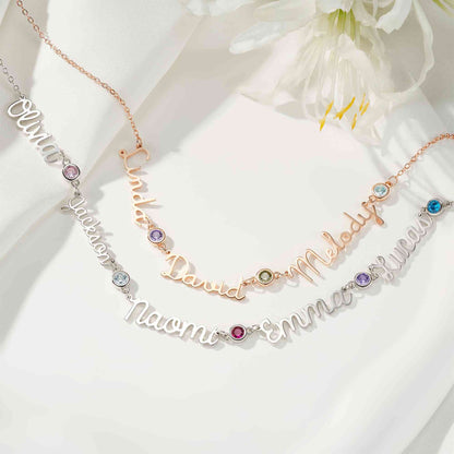 Personalised Names & Birthstones Necklace