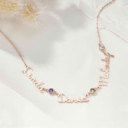 Personalised Names & Birthstones Necklace