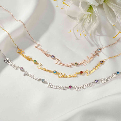 Personalised Names & Birthstones Necklace