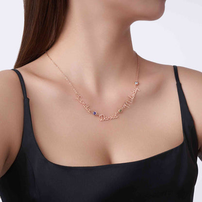 Personalised Names & Birthstones Necklace