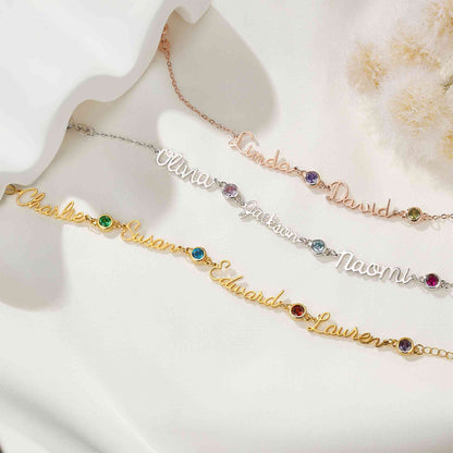 Personalised Names & Birthstones Necklace