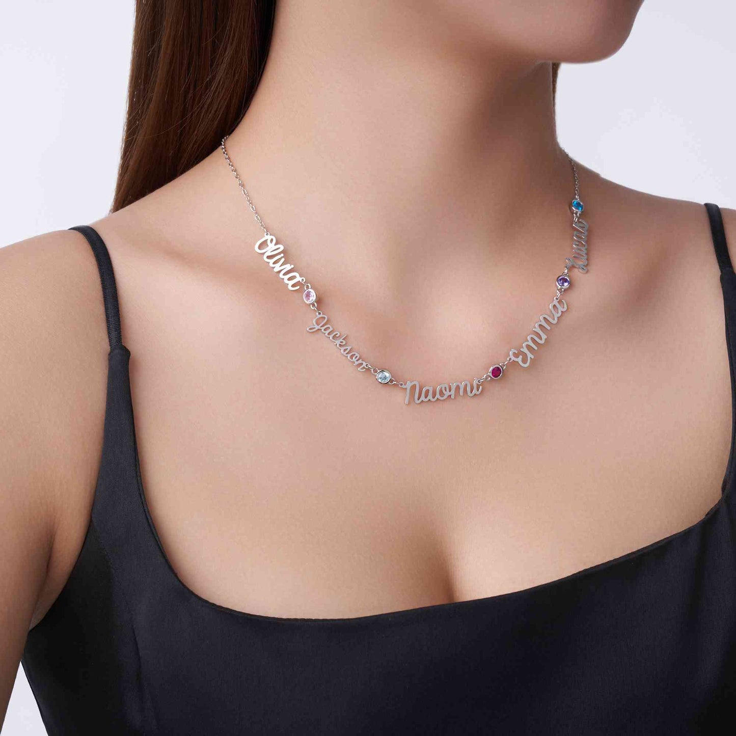 Personalised Names & Birthstones Necklace